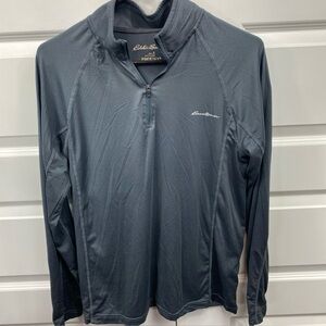 Eddie Bauer Pullover FreeDry Quarter Zip Athletic Shirt Long Sleeve Gray Small